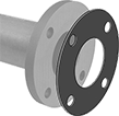 Image of ProductInUse. Front orientation. Exploded view. Pipe Gaskets. Water- and Steam-Resistant EPDM Pipe Gaskets with Bolt Holes.