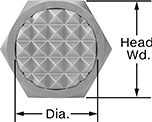 Image of Attribute. Top orientation. Contains Annotated. Hex-Head Gripper Screws.