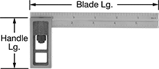 Image of Product. Without Beveled Blade. Front orientation. Contains Annotated. Squares. Squares with Adjustable Blade, Inch, 4/32" Numeric Graduations, 8/64" Numeric Graduations - 2, 1" Numeric Graduations.