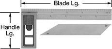 Image of Product. With Beveled Blade. Front orientation. Contains Annotated, MultipleImages. Squares. Squares with Adjustable Blade, Inch, 4/32" Numeric Graduations, 8/64" Numeric Graduations - 2, 1" Numeric Graduations, Beveled Blade.