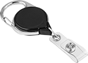 Image of Product. Front orientation. Name Badge Holders. Retractable Name Badge Lanyards , Retractable Cable with Loop, Carabiner.