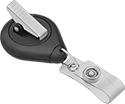 Image of Product. Front orientation. Name Badge Holders. Retractable Name Badge Lanyards , Retractable Cable with Loop, Clip On.