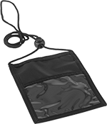 Image of Product. Front orientation. Name Badge Holders. Name Badge Sleeves with Lanyard , Cinching Strap, Horizontal Orientation.