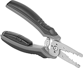 Image of Product. Front orientation. Wire and Cable Strippers. Building Cable Strippers, With Plier Nose, Bolt Cutter, Wire Cutter, and Voltage Detector.