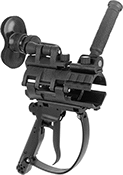Image of ProductInUse. Shown Installed. Front orientation. Abrasive Blaster Handles. Easy-Hold Abrasive Blaster Safety Switches.