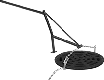 Image of ProductInUse. Front orientation. Manhole-Cover Lifters. Chain Lift.