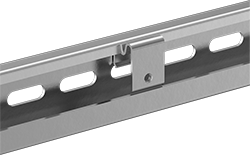 Image of ProductInUse. Single-Clip Adapters for DIN 1 Rails. Front orientation. DIN Rail Mounting Adapters. Single-Clip Adapters, For DIN 1 Rails.