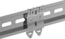 Image of ProductInUse. Double-Clip Adapters for DIN 3 Rails. Front orientation. DIN Rail Mounting Adapters. Double-Clip Adapters, For DIN 3 Rails.