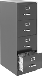 Image of Product. Stationary with 4 Drawers. Front orientation. File Cabinets. Vertical File Cabinets, Stationary with 4 Drawers.
