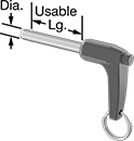 Image of Attribute. Front orientation. Contains Annotated. Quick-Release Pins. L-Handle Locking Quick-Release Pins, Split Ring.