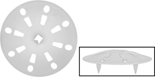 Image of Product. Perforated. Front orientation. Contains Border, MultipleImages. Washers. Washers for Foam Insulation, Polypropylene ​​​​​​​​ ​with Prongs, Perforated.