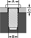 Image of Attribute. Front orientation. Contains Annotated. Captive Pins for Soft Materials.