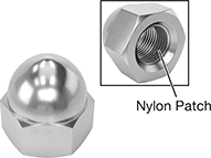 Image of Product. Front orientation. Contains Annotated, Border. Cap Nuts. Threadlocker Cap Nuts.