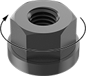 Image of Product. Front orientation. Contains Annotated. Flange Nuts. Rotating Flange Nuts.