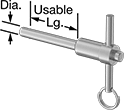 Image of Product. Front orientation. Contains Annotated. Quick-Release Pins. T-Handle Locking Quick-Release Pins, Split Ring, Stainless Steel Handle.