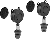 Image of Product. Top orientation. Earplugs. Retractable Earplugs for Hard Hats , Cord, Ribbed Cone, Lock-in-Place.