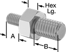 Image of Product. Front orientation. Contains Annotated. Thread Adapters. Inch-to-Inch Male Hex Thread Adapters.