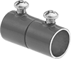 Image of Product. Screw-Clamp Connection. Front orientation. Conduit and Fittings. Thin-Wall (EMT) Metal Conduit and Fittings, Connector Fitting, Straight, Screw-Clamp Conduit Connection.
