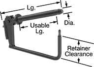 Image of Product. Back orientation. Contains Annotated. Clevis Pins. Clevis Pins with Locking Retainer.