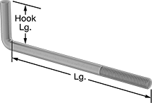 Image of Product. Front orientation. Contains Annotated. Anchors. Hook Anchors for Concrete, L-Hook.