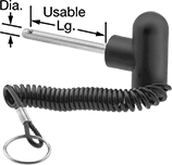 Image of Attribute. Front orientation. Contains Annotated. Quick-Release Pins. T-Handle Quick-Release Pins, Plastic Lanyard, Plastic Handle.