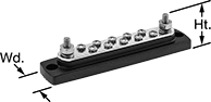 Image of Product. Front orientation. Contains Annotated. Distribution Bars. Harsh-Environment High-Current Distribution Bars, Stud and Screw Terminals, 1 Circuit.