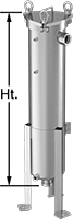Image of Product. Style B (316 Stainless Steel). Front orientation. Contains Annotated. Filter Bag Housings. Stainless Steel Filter Bag Housings, Style B—316 Stainless Steel Housings with Eyebolt Cover.