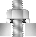 Image of ProductInUse. Front orientation. CrossSection view. Sealing Washers. High-Pressure Bonded Sealing Washers, For Nuts.