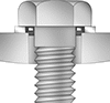 Image of ProductInUse. Front orientation. CrossSection view. Sealing Washers. High-Pressure Bonded Sealing Washers, For Screw Heads.