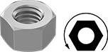 Image of Product. Front orientation. Contains Annotated, MultipleImages. Hex Nuts. Left-Hand-Thread Hex Nuts.
