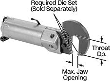 Image of Product. Front orientation. Contains Annotated. Rivet Tools. Air-Powered Squeeze Tools for Solid Rivets, C Jaw—1 1/2" Throat Depth.