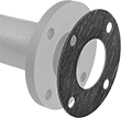 Image of ProductInUse. Front orientation. Pipe Gaskets. High-Temperature Graphite Pipe Gaskets with Bolt Holes.