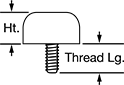 Image of Attribute. Front orientation. Contains Annotated. Threaded-Stud Bumpers, Style 1.