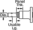 Image of Attribute. Front orientation. Contains Annotated. Quick-Release Pins for Blind Holes, Recessed Button.