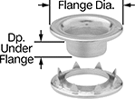 Image of Product. Front orientation. Contains Annotated. Grommets. Reinforcing Fabric Grommets, Rolled Rim with Tooth-Lock Washer.