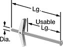 Image of Product. Front orientation. Contains Annotated. Anchors. Toggle Bolt Anchors for Drywall.