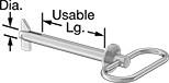 Image of Product. Front orientation. Contains Annotated. Clevis Pins. Loop-Grip Clevis Pins with Toggle.