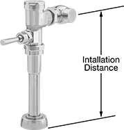 Image of Product. Front orientation. Contains Annotated. Urinal Flush Valves. Manual Urinal Flush Valves, American Standard, For 1 1/4" Diameter Urinal Inlets.