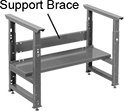 Image of ProductInUse. Front orientation. Contains Annotated. Workbench Support Braces. Heavy Duty Adjustable-Height Workbench Legs.