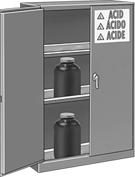Image of ProductInUse. Front orientation. Cabinets. Safety Cabinets for Flammable Acids and Corrosives.