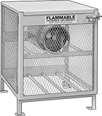 Image of ProductInUse. Front orientation. Cabinets. Steel Safety Cabinets for Gas Cylinders, Bench-Height Storage with Horizontal Storage.