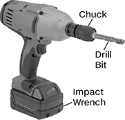 Image of System. Front orientation. Contains Annotated, MultipleImages. Drill Bits. Impact Wrench Left-Hand Cobalt Steel Drill Bits.