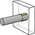 Image of ProductInUse. Front orientation. Dowel Pins. Partially Grooved Dowel Pins, Quarter Grooved.