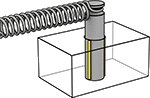 Image of ProductInUse. Front orientation. Dowel Pins. Partially Grooved Dowel Pins with Notch, Half Grooved.